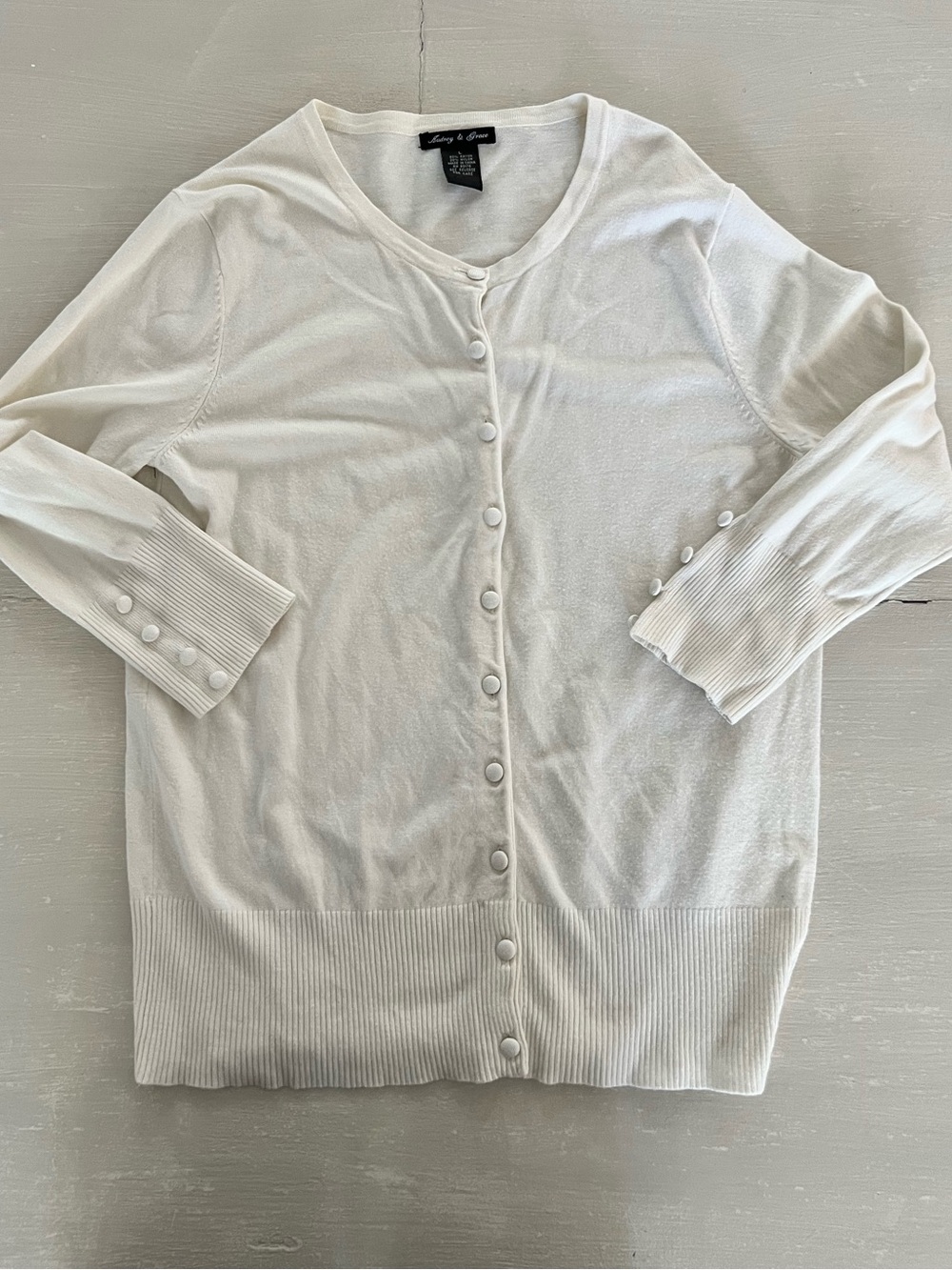 Audrey & Grace Cream Button-Front Cardigan | Women’s Large